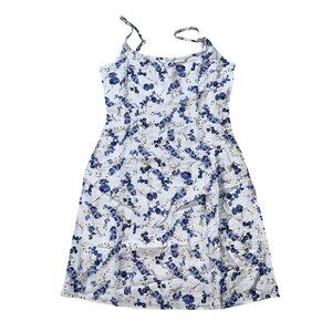 A New Day Womens Blue Floral Smocked Knee Length Sundress Size 0
